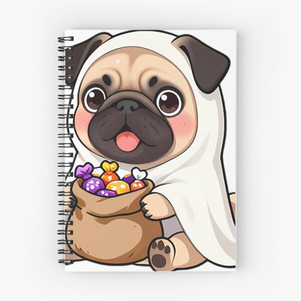 Item preview, Cute Pug Puppy Ghost with Trick-or-Treat Candy Sack designed and sold by pumsquare.