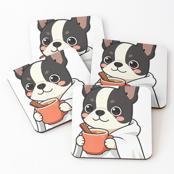 Item preview, Cute Boston Terrier Puppy Ghost with Autumn Cider Mug designed and sold by pumsquare.