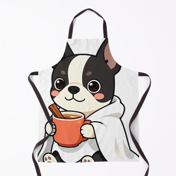 Item preview, Cute Boston Terrier Puppy Ghost with Autumn Cider Mug designed and sold by pumsquare.