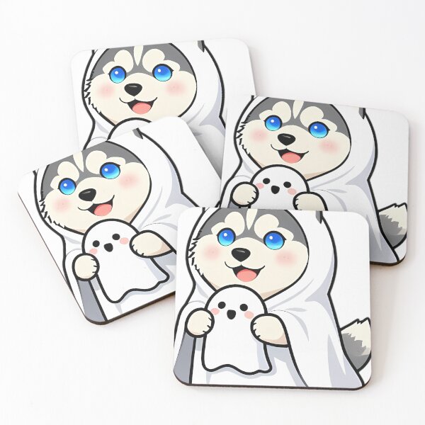 Item preview, Cute Husky Puppy Ghost with Smiling Ghost Plushie designed and sold by pumsquare.