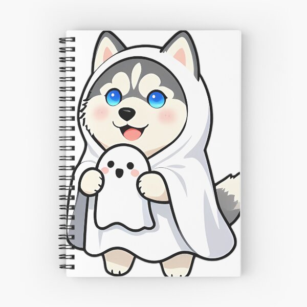 Item preview, Cute Husky Puppy Ghost with Smiling Ghost Plushie designed and sold by pumsquare.