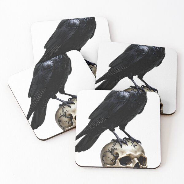 Item preview, Gothic Black Crow Mourning Skull Relic designed and sold by IllumeInk.