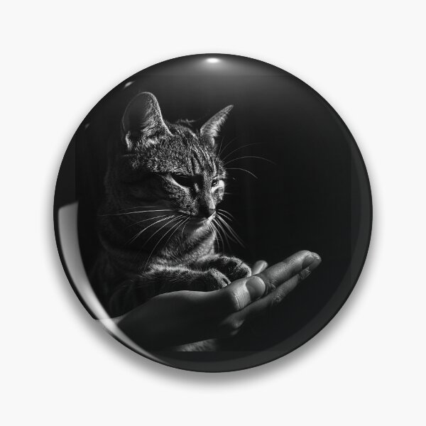 Item preview, Cat Paw in Human Hand Black and White Pet Bonding Portrait Art Design designed and sold by inkoutninja.