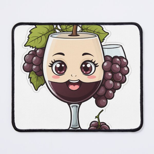 Item preview, Cute Wine Glass Character with Grapes Chibi Style – Wine lover gift designed and sold by michallechowicz.