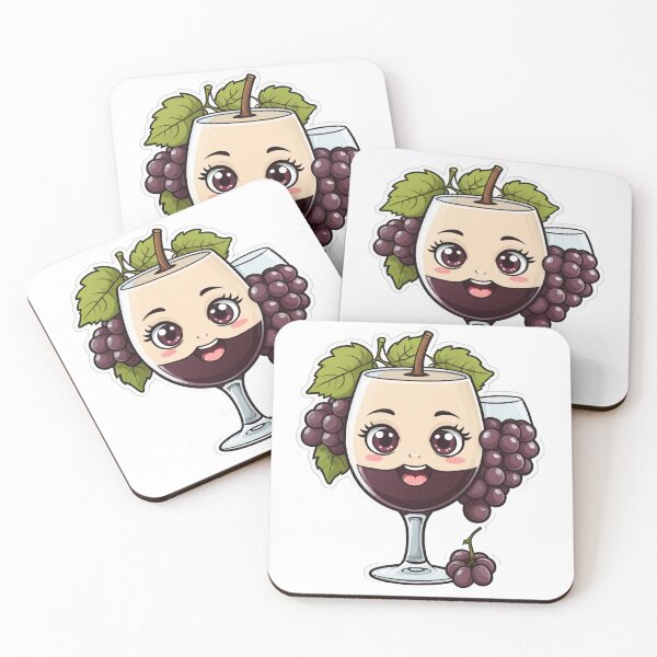 Item preview, Cute Wine Glass Character with Grapes Chibi Style – Wine lover gift designed and sold by michallechowicz.