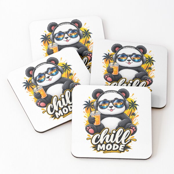 Item preview, Chill Mode Panda with Headphones Summer Vibes Cartoon Design designed and sold by mbmstores.