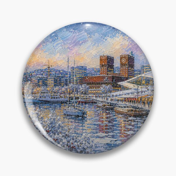 Item preview, Winter in Oslo painting, Norway – A Beautiful city in Scandinavia. designed and sold by GalleryKauffeld.