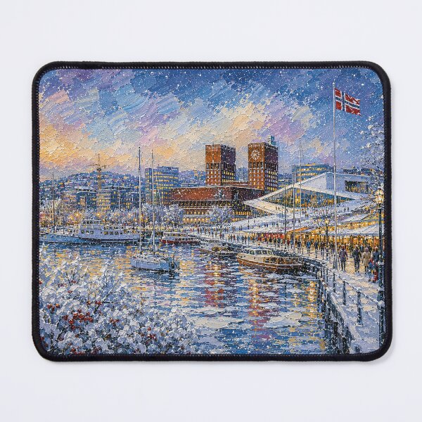 Item preview, Winter in Oslo painting, Norway – A Beautiful city in Scandinavia. designed and sold by GalleryKauffeld.