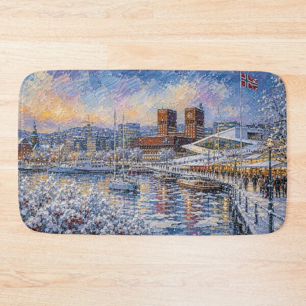 Item preview, Winter in Oslo painting, Norway – A Beautiful city in Scandinavia. designed and sold by GalleryKauffeld.