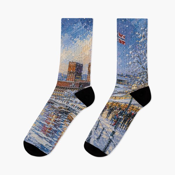 Item preview, Winter in Oslo painting, Norway – A Beautiful city in Scandinavia. designed and sold by GalleryKauffeld.