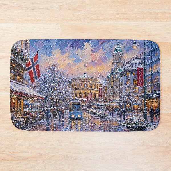 Item preview, Oslo painting, Norway – a winter day in this beautiful Scandinavian city. designed and sold by GalleryKauffeld.