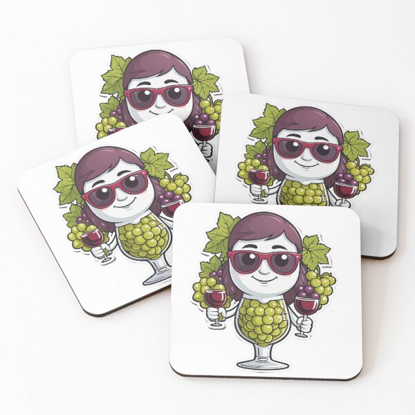 Item preview, Cute Wine Glass Character with Grapes Cool Sunglasses Look – Wine lover gift designed and sold by michallechowicz.