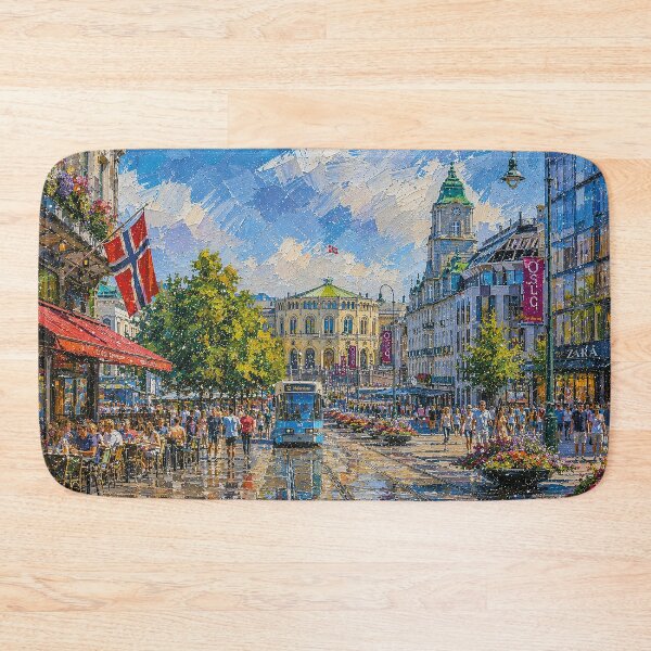 Item preview, A painting of Oslo city centre, Norway – A Beautiful city in Scandinavia. designed and sold by GalleryKauffeld.