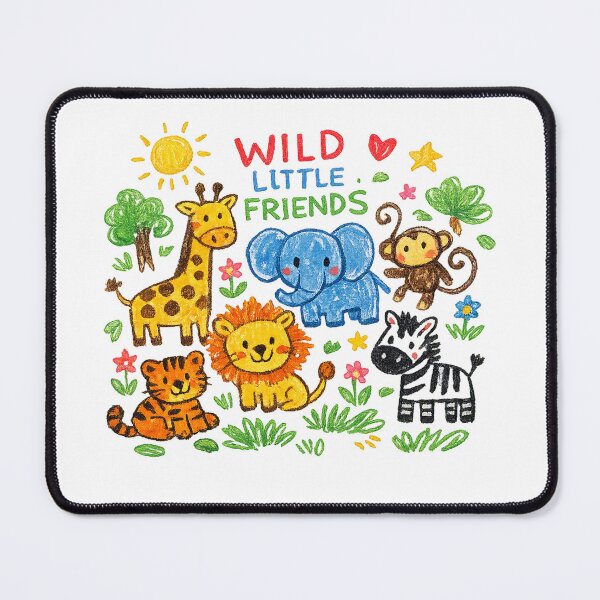 Item preview, Wild Little Friends – Cute Jungle Animals Crayon Drawing designed and sold by mbmstores.