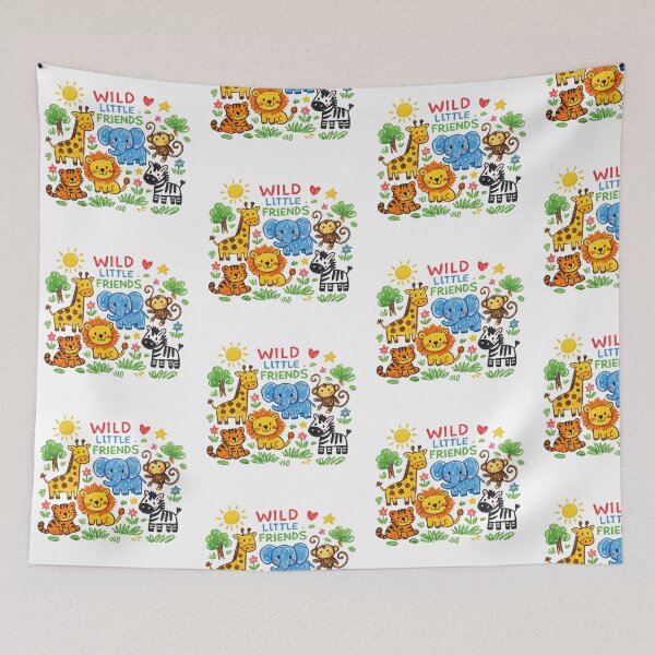 Item preview, Wild Little Friends – Cute Jungle Animals Crayon Drawing designed and sold by mbmstores.