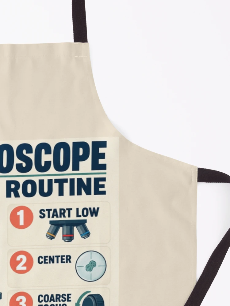Thumbnail 3 of 6, Apron, Microscope Focus Routine Poster – Biology Lab & Science Classroom Guide designed and sold by astersgraphics.