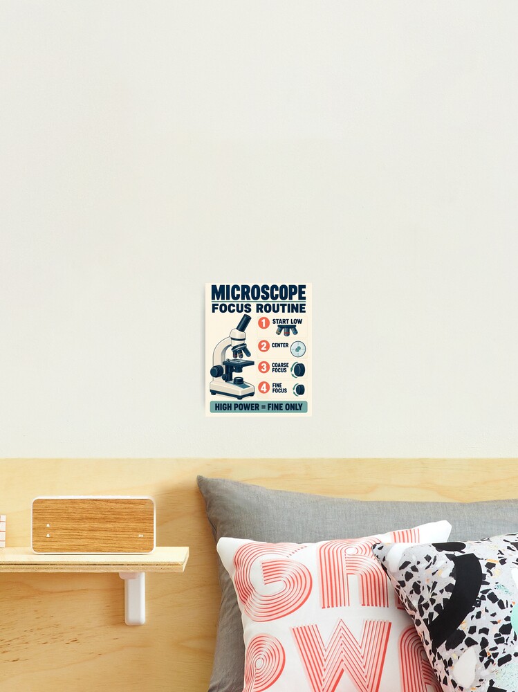 Thumbnail 2 of 3, Photographic Print, Microscope Focus Routine Poster – Biology Lab & Science Classroom Guide designed and sold by astersgraphics.