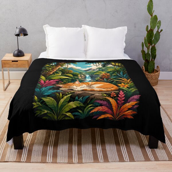 Item preview, Sleeping Cat Jungle Waterfall Dreamscape Art designed and sold by SoyLamderma.