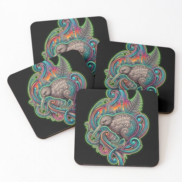 Item preview, Colorful Kiwi with Auckland Skyline designed and sold by kiwiartyfarty.