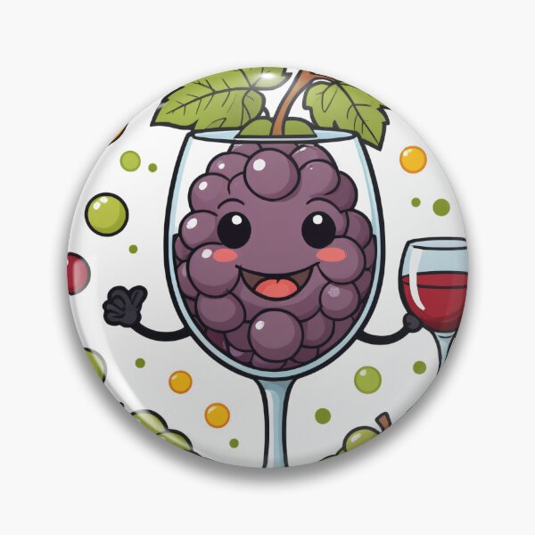 Item preview, Cute Wine Glass Character with Grapes Floating Elements Design – Wine lover gift designed and sold by michallechowicz.