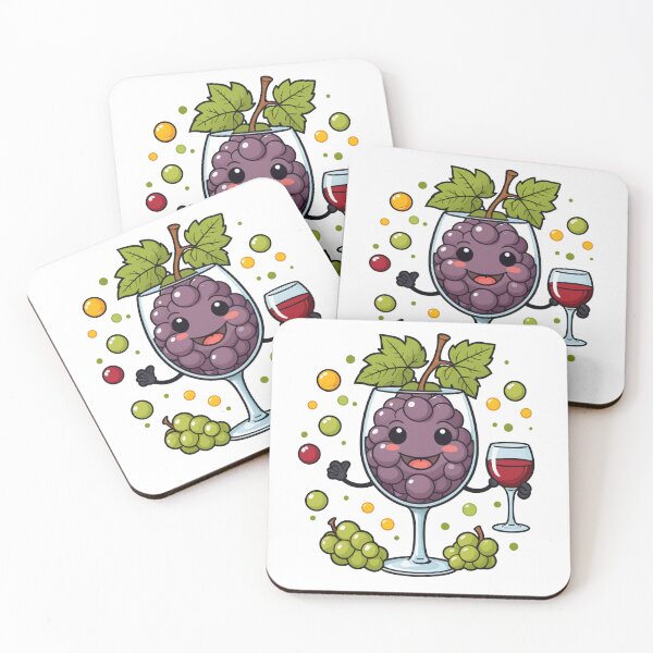 Item preview, Cute Wine Glass Character with Grapes Floating Elements Design – Wine lover gift designed and sold by michallechowicz.