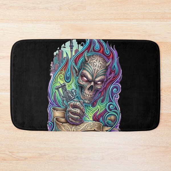 Item preview, Colorful Skull with Tattoo Gun designed and sold by kiwiartyfarty.