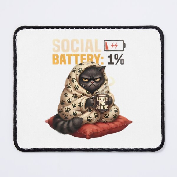 Item preview, Social Battery 1% Grumpy Cat Blanket designed and sold by Linework Studio.