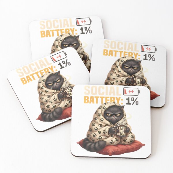 Item preview, Social Battery 1% Grumpy Cat Blanket designed and sold by Linework Studio.