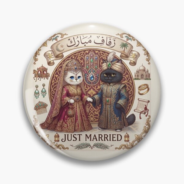 Item preview, Middle Eastern Cats Wedding "Zifaf Mubarak" Just Married Arabic Palace Design designed and sold by PetalsPaws.