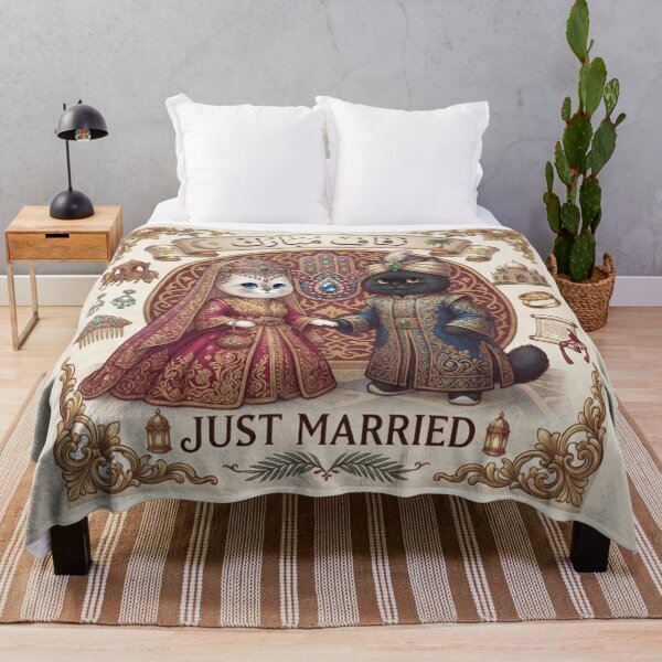 Item preview, Middle Eastern Cats Wedding "Zifaf Mubarak" Just Married Arabic Palace Design designed and sold by PetalsPaws.
