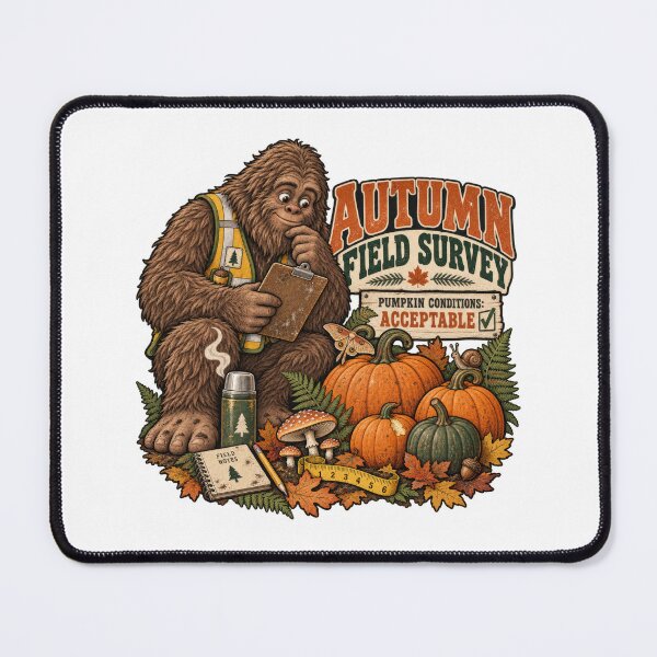 Item preview, Autumn Field Survey Bigfoot Pumpkin Inspector designed and sold by Trendy-Artistry.