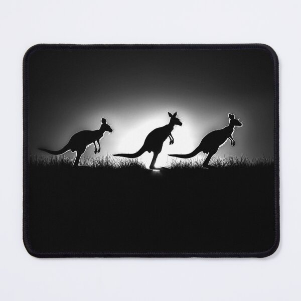 Item preview, Kangaroo Silhouettes at Sunset Australian Wildlife Black and White Art designed and sold by inkoutninja.