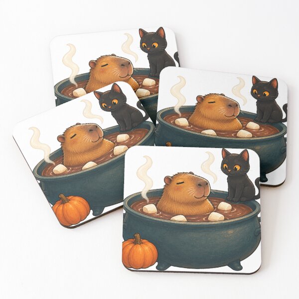 Item preview, Capybara and Black Cat Cauldron Club designed and sold by Thanat Pattern Studio.