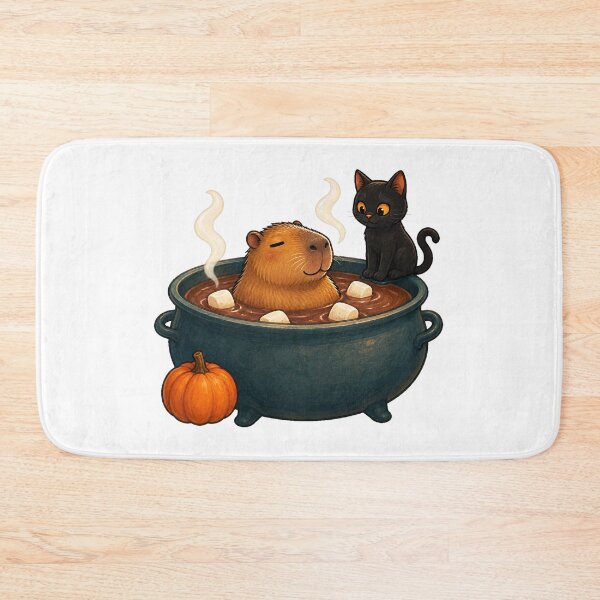 Item preview, Capybara and Black Cat Cauldron Club designed and sold by Thanat Pattern Studio.