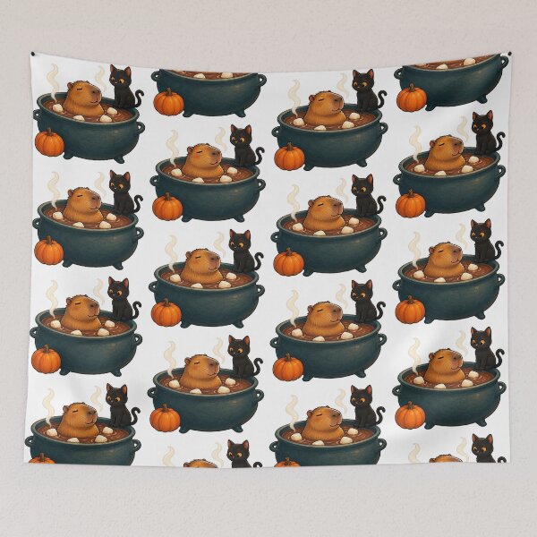 Item preview, Capybara and Black Cat Cauldron Club designed and sold by Thanat Pattern Studio.