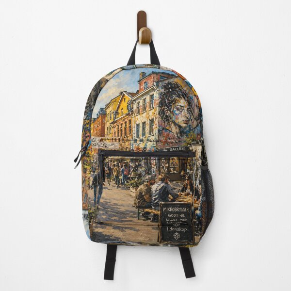 Item preview, Grünerløkka, Oslo, Norway – a painting of a vibrant summer day in this charming Scandinavian neighborhood. designed and sold by GalleryKauffeld.