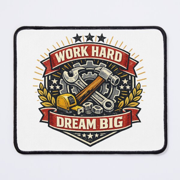 Item preview, Work Hard Dream Big – Vintage Workshop Emblem Vector Design designed and sold by mbmstores.