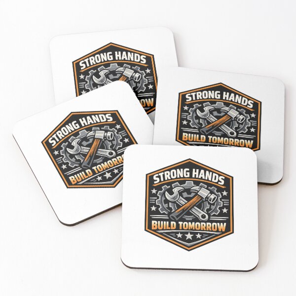 Item preview, Strong Hands Build Tomorrow – Industrial Hexagon Badge Vector Design designed and sold by mbmstores.