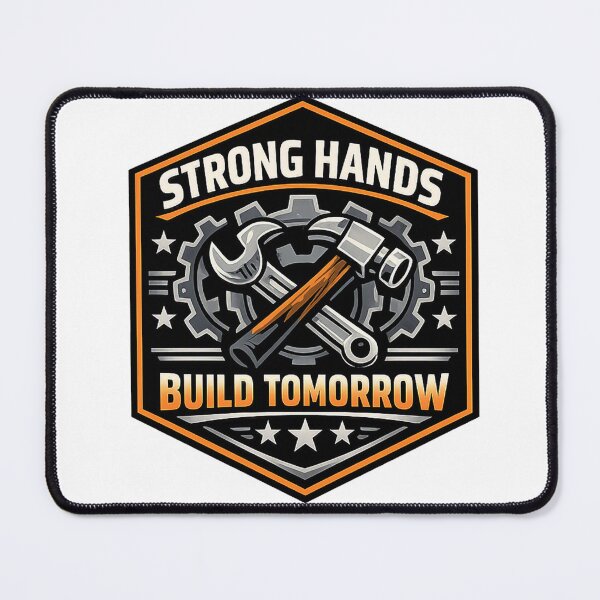 Item preview, Strong Hands Build Tomorrow – Industrial Hexagon Badge Vector Design designed and sold by mbmstores.