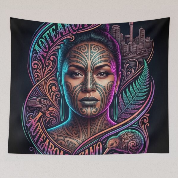 Item preview, Maori Tattoo Art with Skyline designed and sold by kiwiartyfarty.