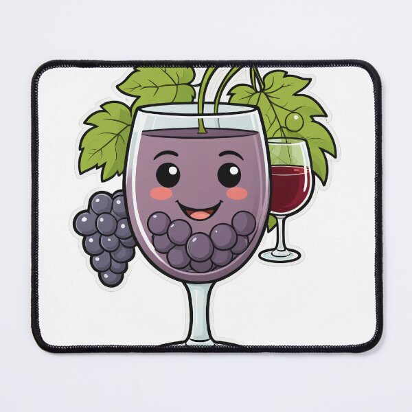 Item preview, Cute Wine Glass Character with Grapes Bold Outline Minimal – Wine lover gift designed and sold by michallechowicz.
