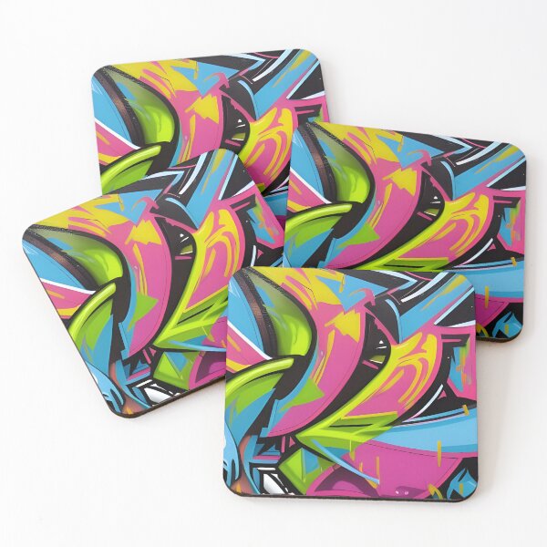 Item preview, Pink & Cyan Dynamic Flow - Lime Green Street Art Mural | 048 designed and sold by City Graffix Design Co..