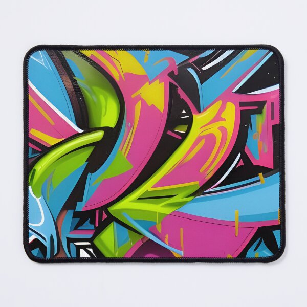 Item preview, Pink & Cyan Dynamic Flow - Lime Green Street Art Mural | 048 designed and sold by City Graffix Design Co..