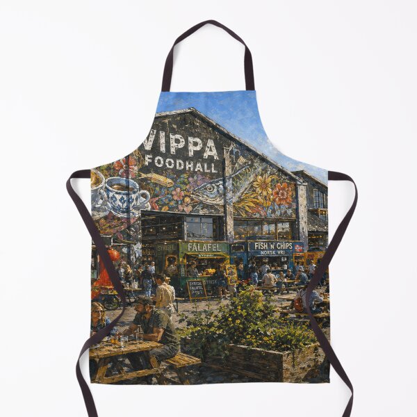Item preview, Vippa Foodhall, Oslo, Norway – a painting of a lively summer day by the beautiful Scandinavian waterfront. designed and sold by GalleryKauffeld.