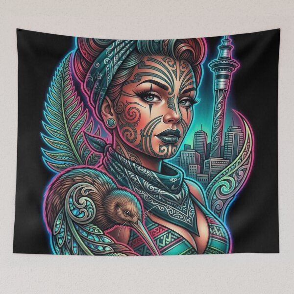 Item preview, Māori Woman and Kiwi Bird designed and sold by kiwiartyfarty.
