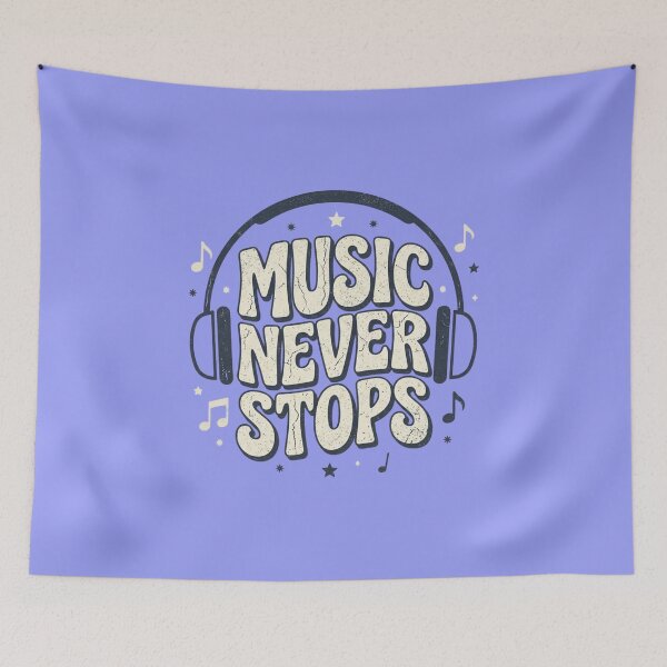 Item preview, Music Never Stops – Retro Vintage Headphones Music Design designed and sold by RajDeals.
