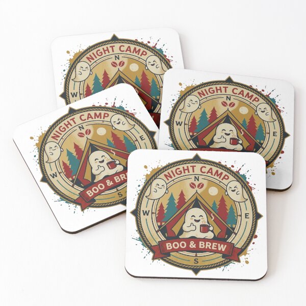 Item preview, Night Camp Boo & Brew Ghost Camping Badge designed and sold by GabeMountainArt.