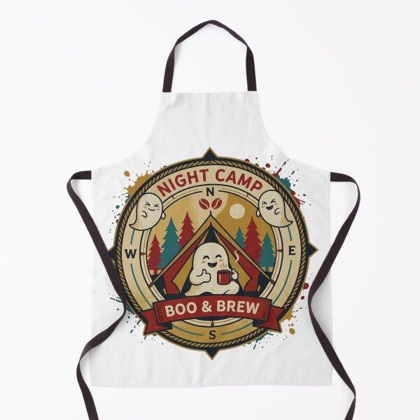 Item preview, Night Camp Boo & Brew Ghost Camping Badge designed and sold by GabeMountainArt.