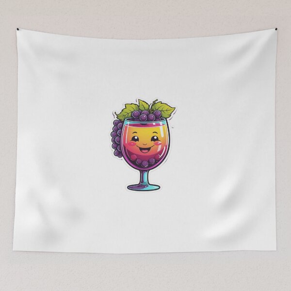 Item preview, Cute Wine Glass Character with Grapes 80s Synthwave Style – Wine lover gift designed and sold by michallechowicz.