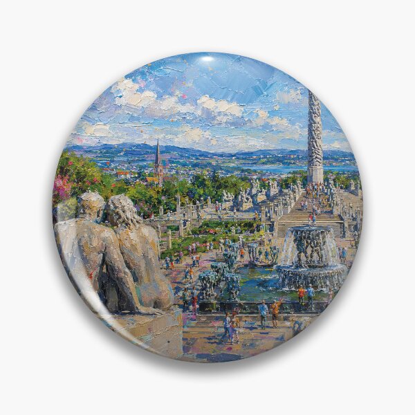 Item preview, Vigeland Park, Oslo – a painting of a beautiful summer day in this iconic Scandinavian sculpture park. designed and sold by GalleryKauffeld.